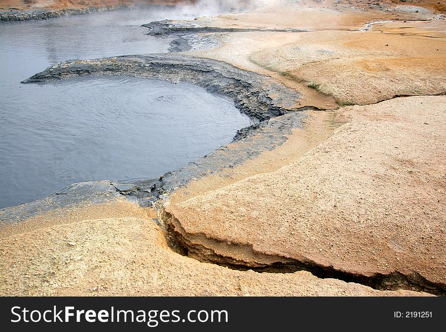 Landscape with hot mineral spring