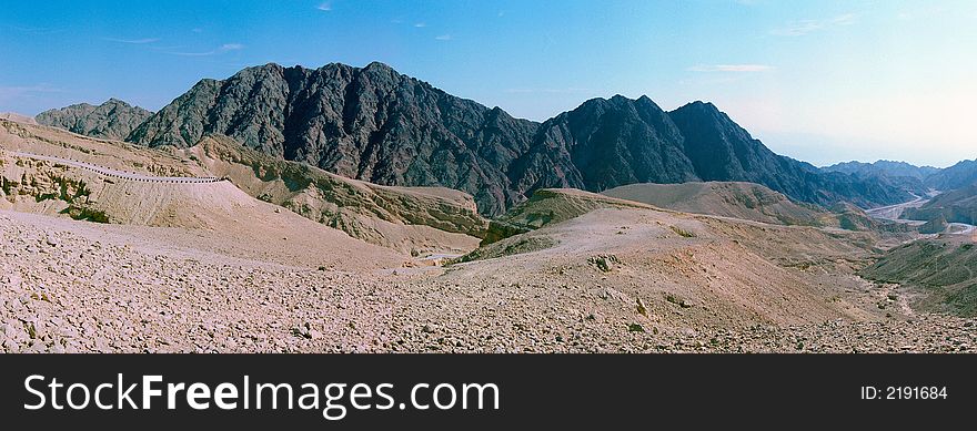 Mountains and road to Red sea. Mountains and road to Red sea