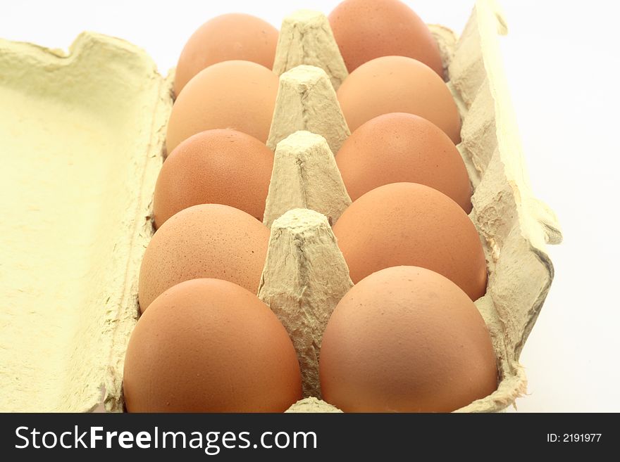 Carton of brown eggs for easter