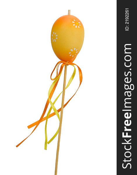 Easter egg on stick, isolated on white