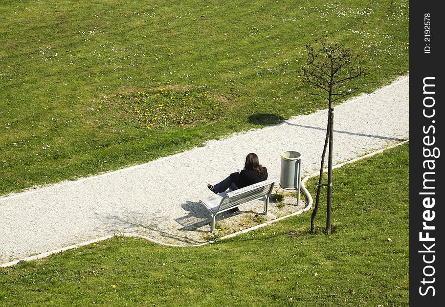 Lonely girl in park