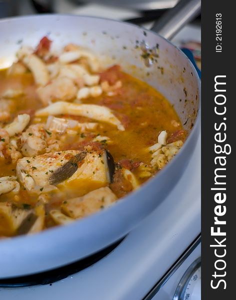 Close up of a fish's soup famous in Tuscany. Close up of a fish's soup famous in Tuscany