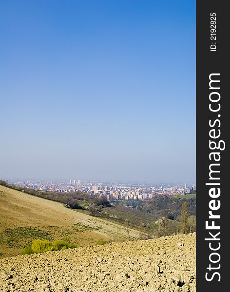 A bare field in the italian countryside. A bare field in the italian countryside