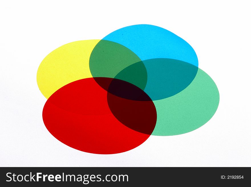 Abstract color circle with red, green, cyan and yellow circles on white background