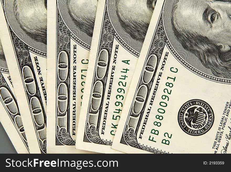 Real one hundred dollars banknote background texture