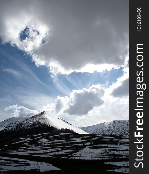 Winter landscape captured near Castelluccio di Norcia - Umbria - Italy. Winter landscape captured near Castelluccio di Norcia - Umbria - Italy