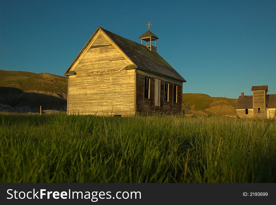 An old unused church located in the badlands of Alberta. An old unused church located in the badlands of Alberta