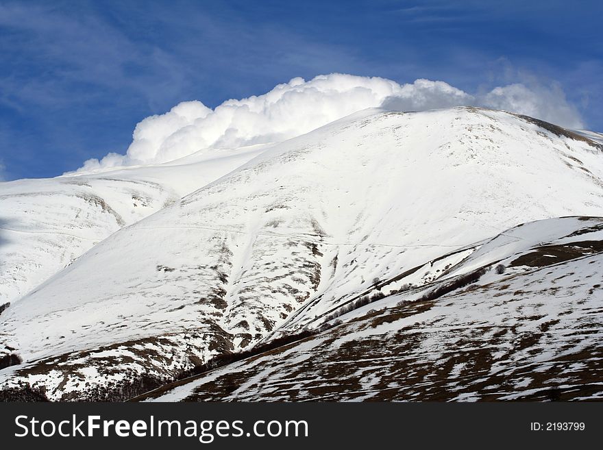 Winter landscape captured near Castelluccio di Norcia - Umbria - Italy. Winter landscape captured near Castelluccio di Norcia - Umbria - Italy