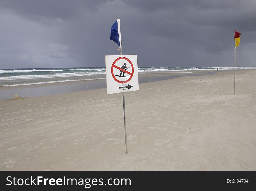 A great metaphor for business with a no surfing sign followed by no swimming. A great metaphor for business with a no surfing sign followed by no swimming.