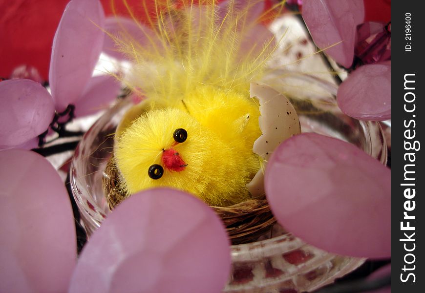 Yellow Chicken On Basket