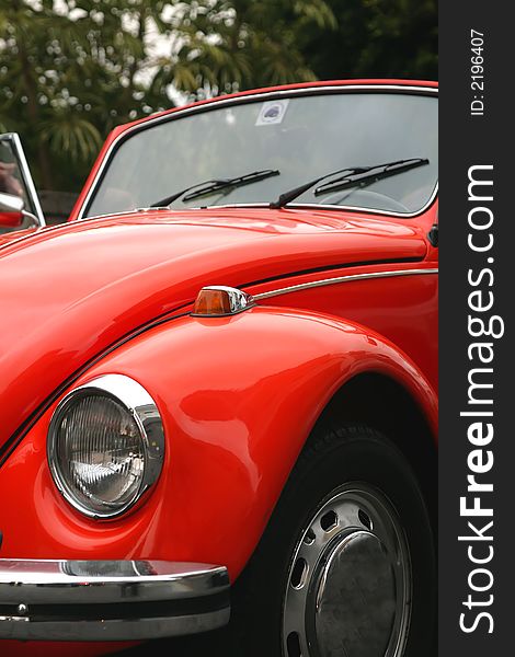Exterior of a red old beetle. Exterior of a red old beetle