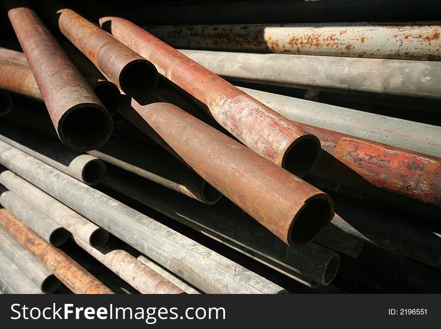 Big stack of metal pipes. Big stack of metal pipes