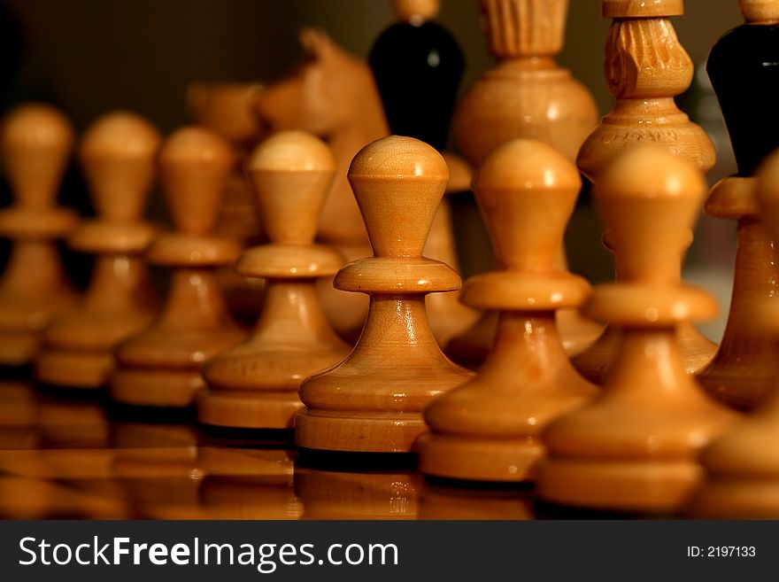 Chess figures on chess board