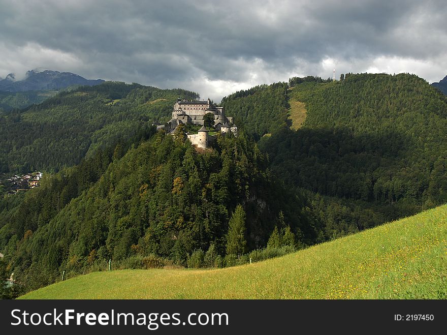 Landscape with the castle in werfen, salzburg, austria. Landscape with the castle in werfen, salzburg, austria