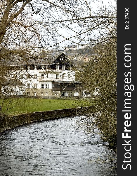 View on house near river, water and trees. View on house near river, water and trees