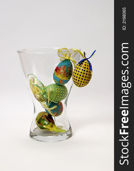 Easter eggs in a glass