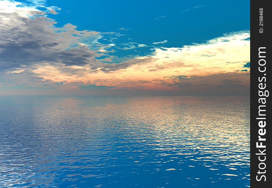 Beautiful sea and blue sky - digital artwork. Beautiful sea and blue sky - digital artwork