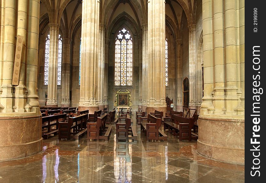 Interior of the New Cathedral in Vitoria, Basque  Country, Spain