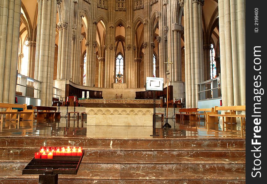 Interior of the New Cathedral in Vitoria, Basque  Country, Spain