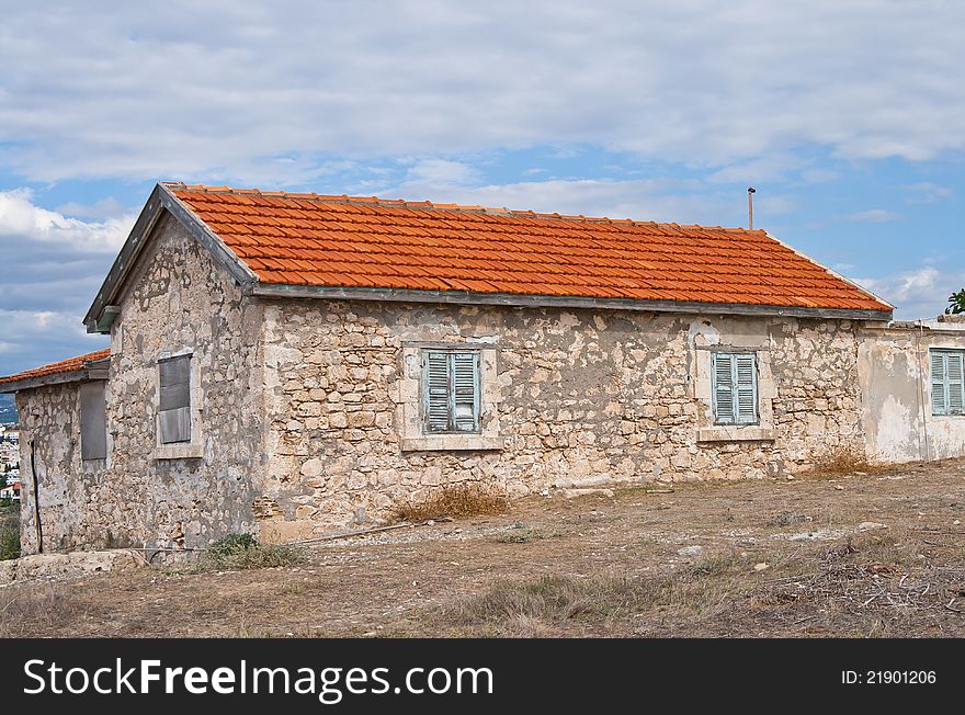 Old house with red tile on roof. Old house with red tile on roof