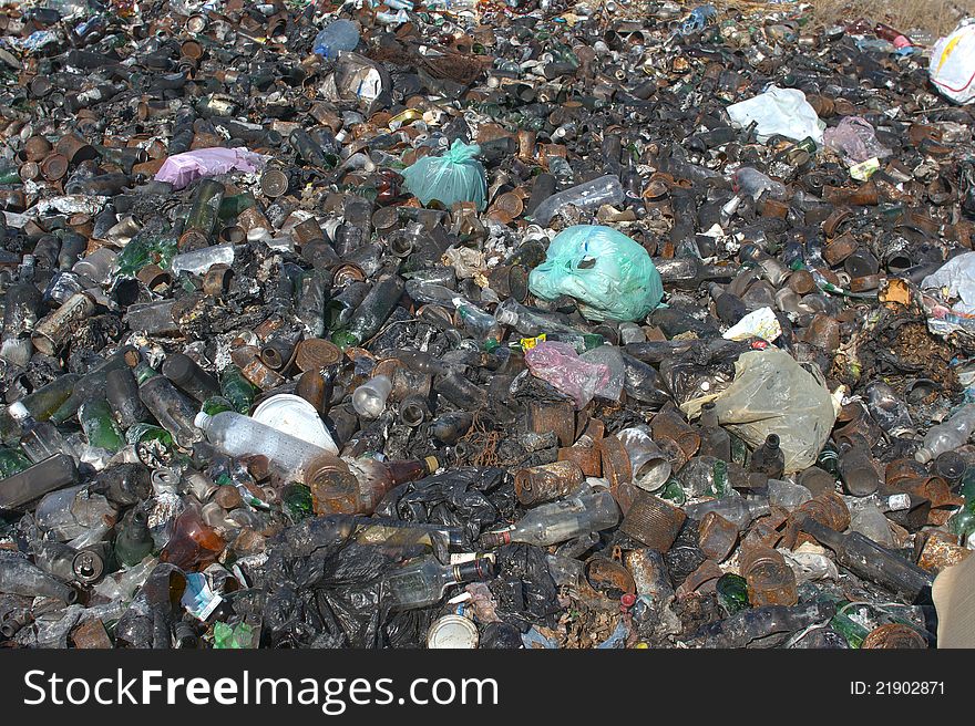 Pollution - a huge pile of garbage. Pollution - a huge pile of garbage