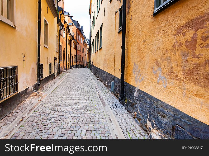 Street in old town Galma Stan, Stockholm, Sweden