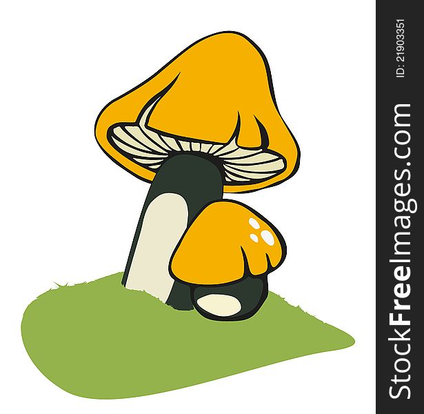 Two yellow mushrooms, vector illustration