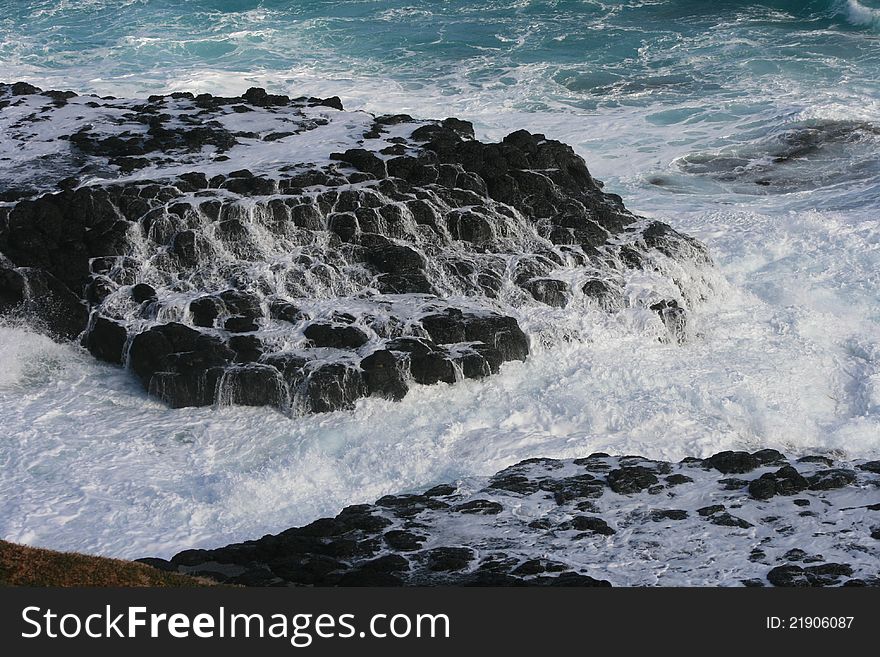 Black Rock in Sea Wave, Melbourne, Australia