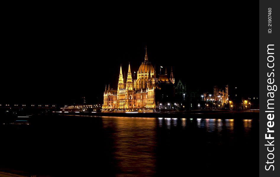 Parliament building in Budapest.Night shooting
