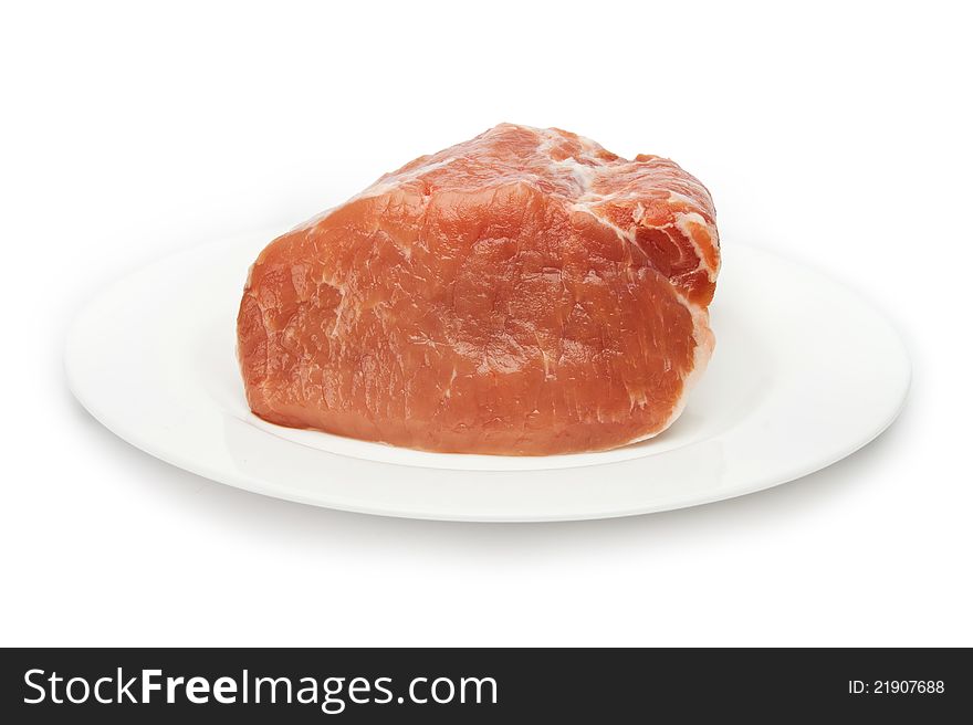 Fresh raw pork steak meat on plate