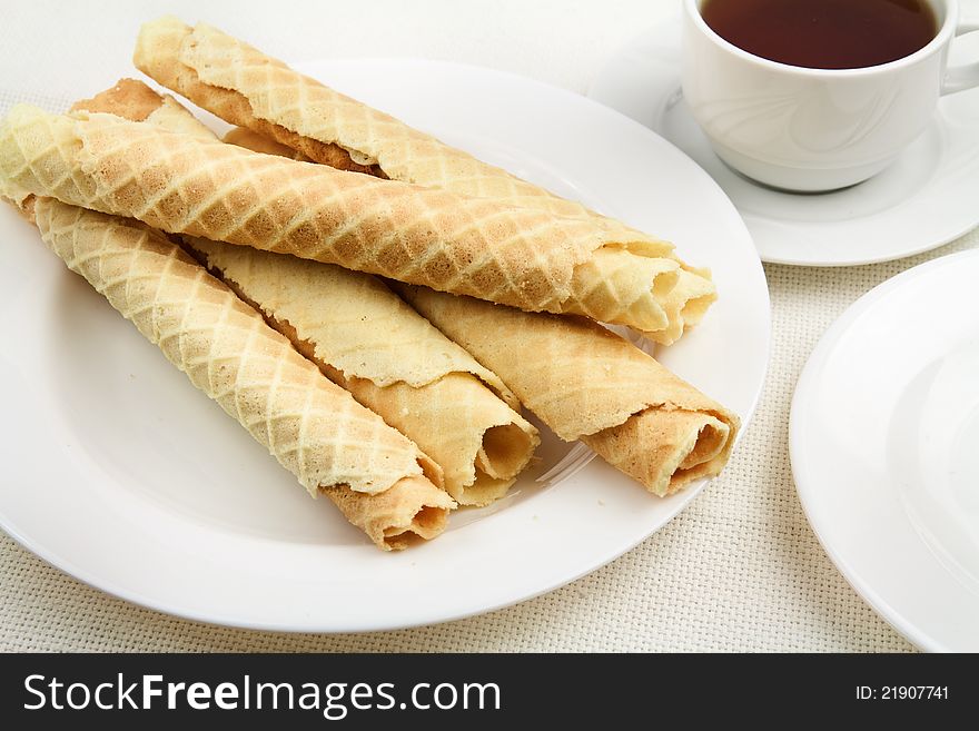 Waffles on the breakfast table