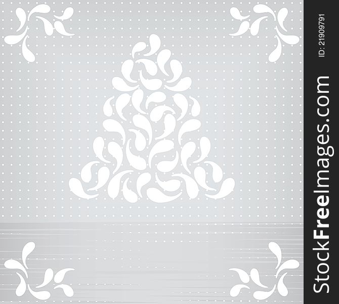 Vector card with abstract christmas tree with decorative corners