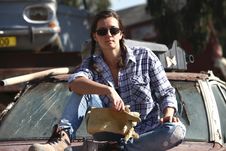 Woman Posing In A Landfill Auto Stock Images Woman Posing In A Landfill Auto Stock Images
