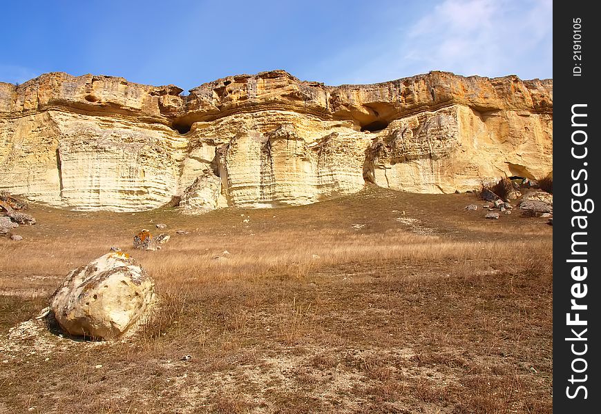 Cretaceous rock Belaja skala near Belogorsk, Crimea, Ukraine