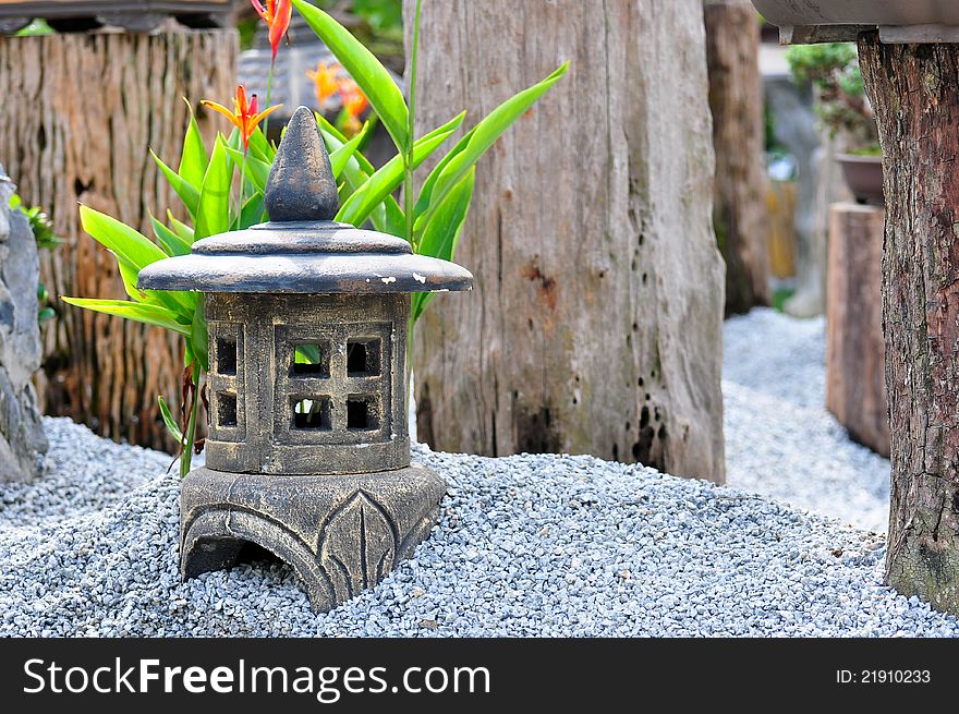 Stone lantern in Japanese garden