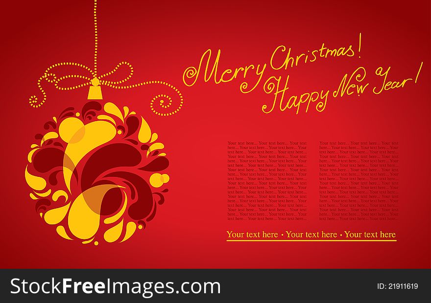 Vector decorative Christmas background with ball