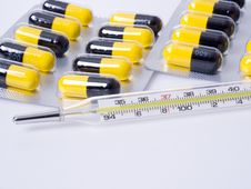 Thermometer And Medicine Stock Photos Thermometer And Medicine Stock Photos