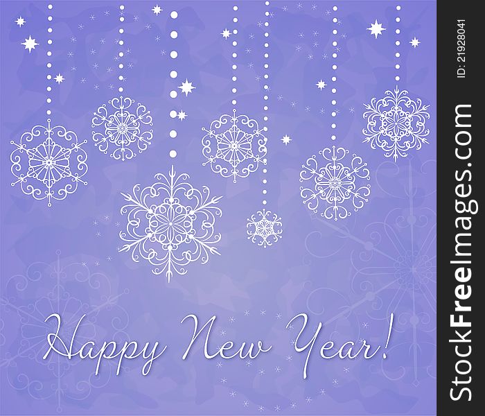 New Year vector card with decorative snowflakes