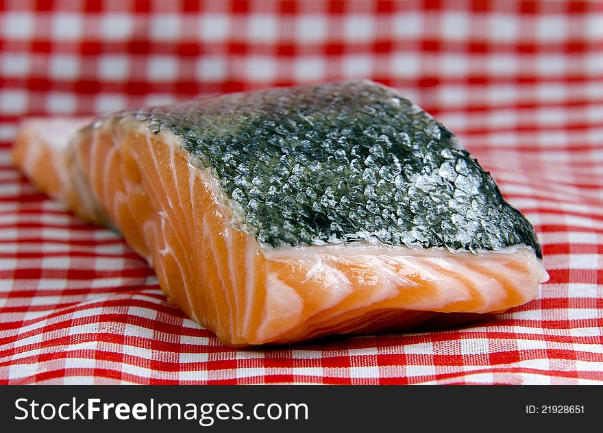 A piece of fresh salmon