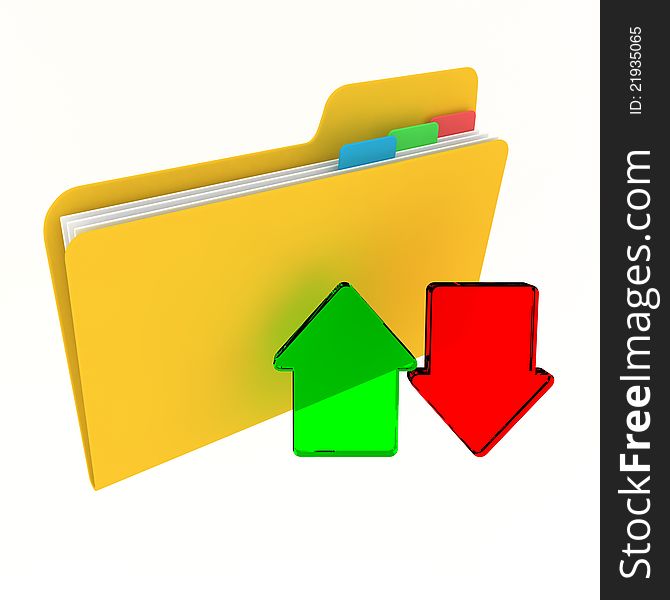 File archive concept: download and upload files folder. File archive concept: download and upload files folder