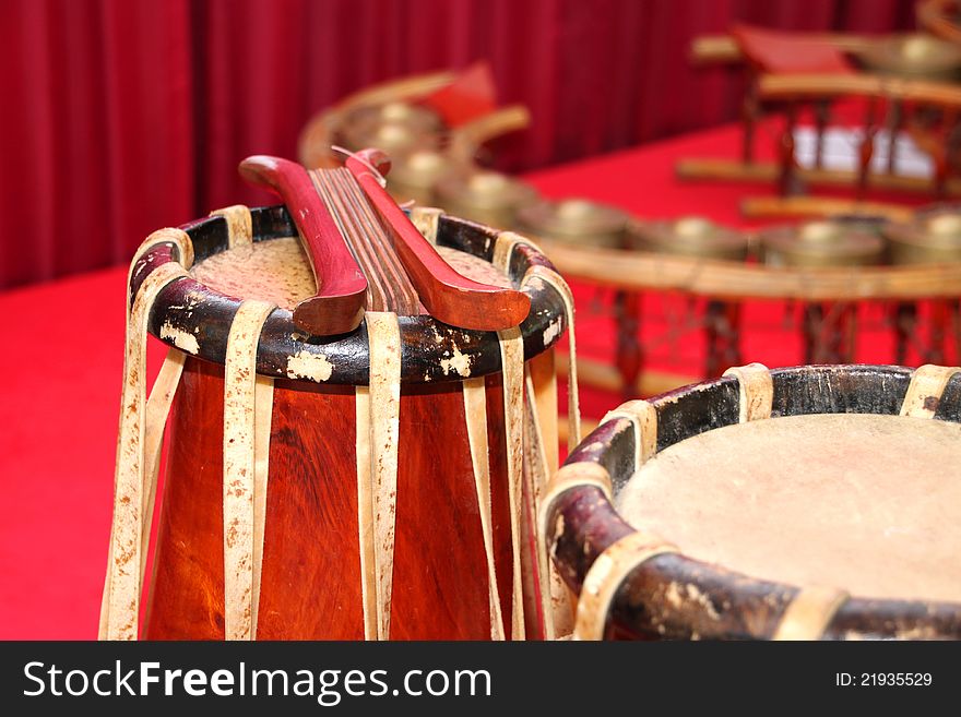 The picture of some musical instruments used in the traditional and classical music of Thailand. The picture of some musical instruments used in the traditional and classical music of Thailand