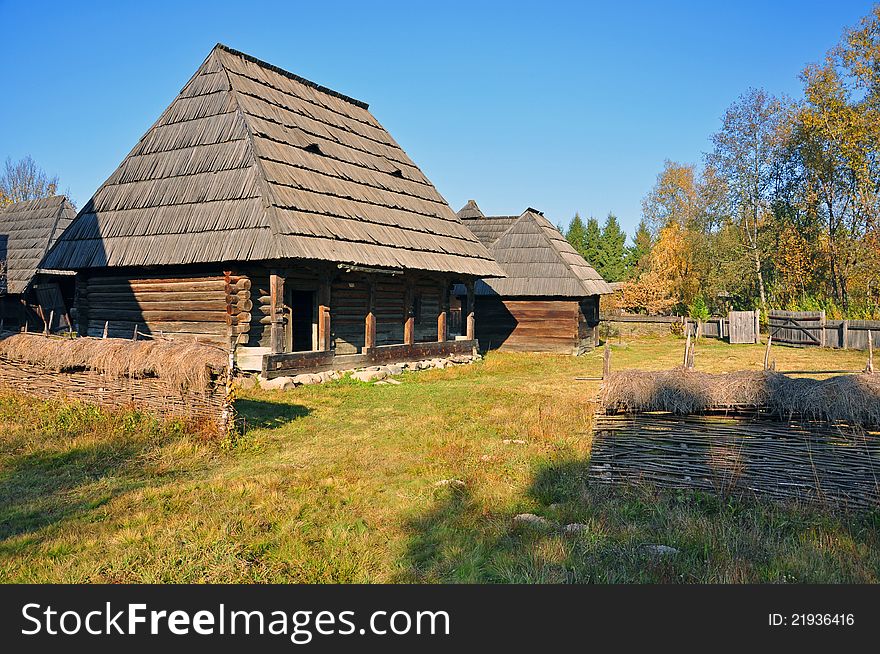 Transylvania village specific with wooden house. Transylvania village specific with wooden house
