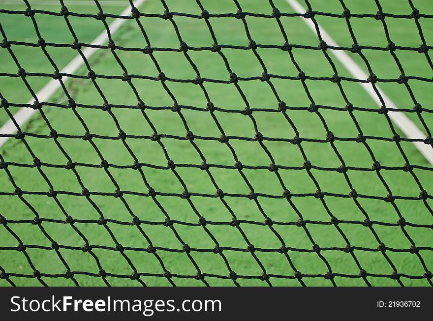 Close up to Net at old cement tennis court. Close up to Net at old cement tennis court