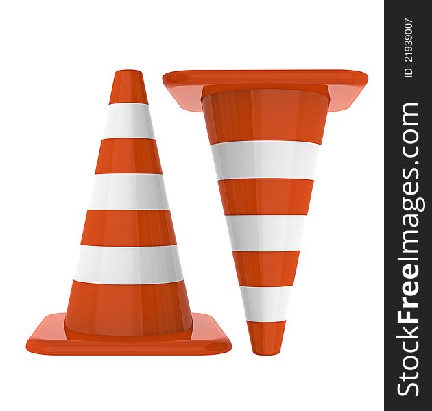 3d traffic cones isolated over white