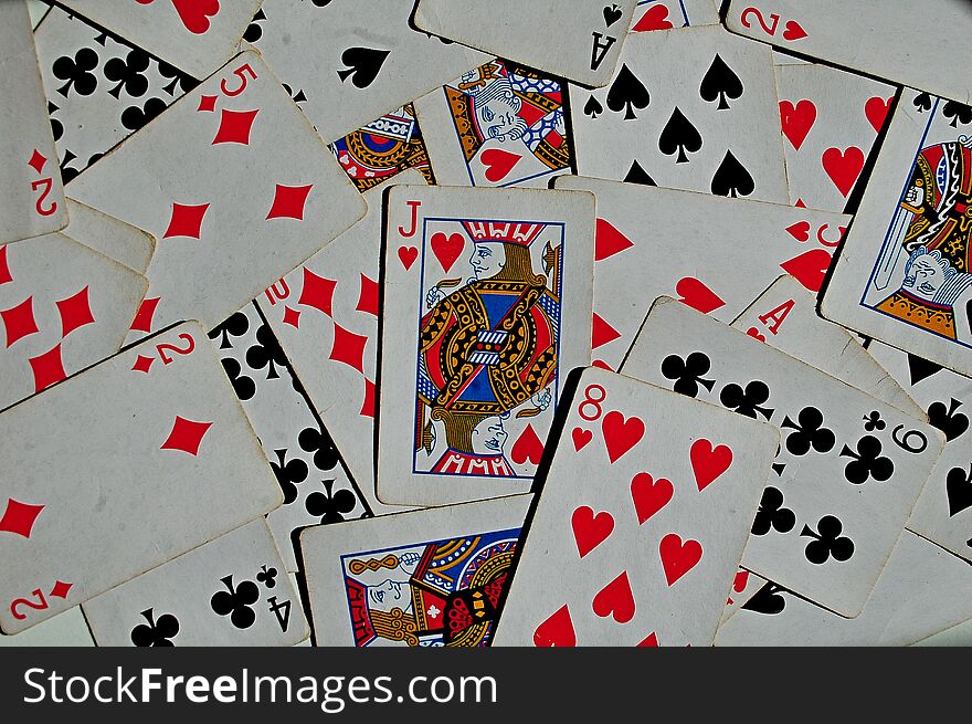 Color photography of playing cards deck texture