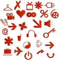 Office And Web Symbols Set Red Color Stock Image