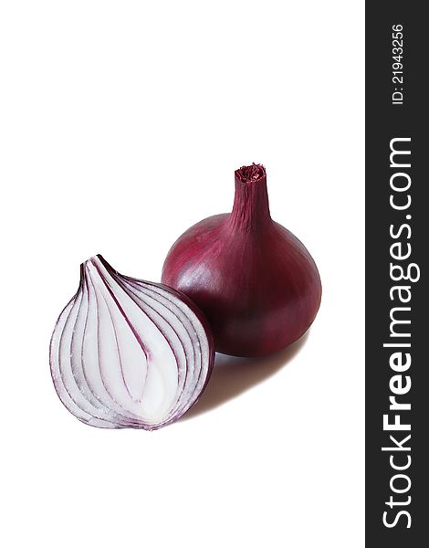 Red sweet onion  on a white