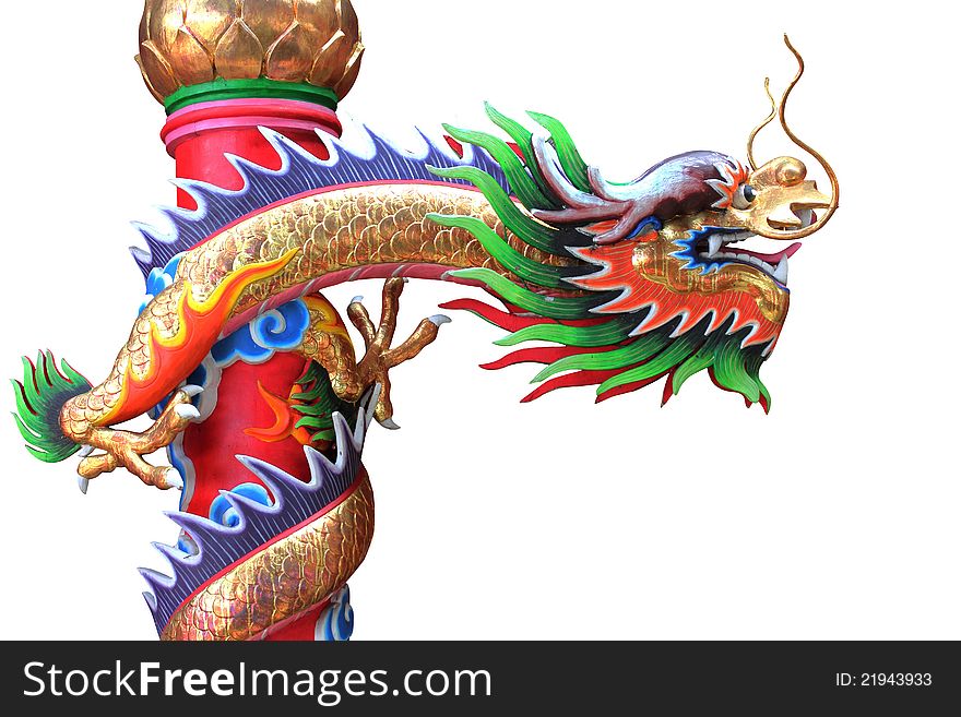 Golden Dragon, on a white background with Clipping Part