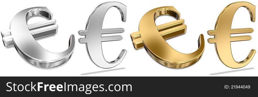 Golden And Silver Euro Signs