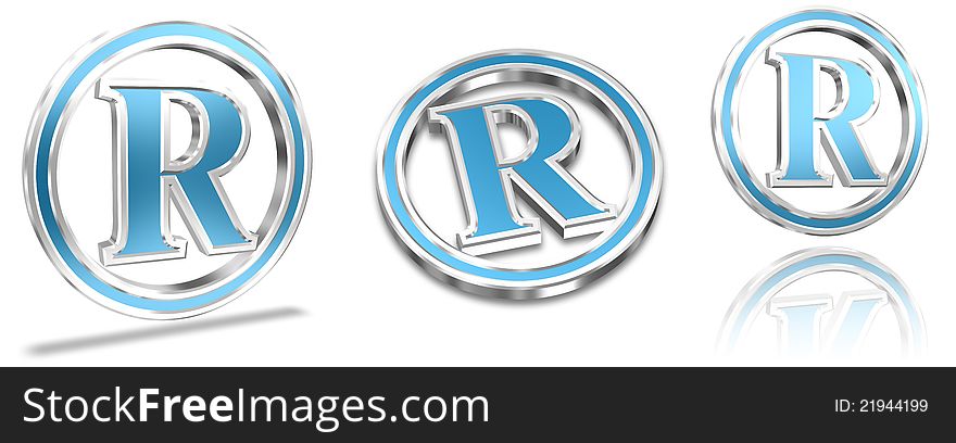 Shiny Metallic Registered Trademark Symbols